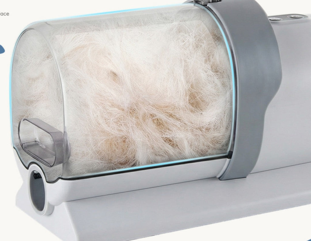 The sealed 2.5-litre bin, full of loose dog fur. Supplier photo, cropped.